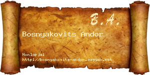 Bosnyakovits Andor névjegykártya