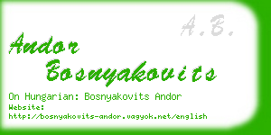 andor bosnyakovits business card